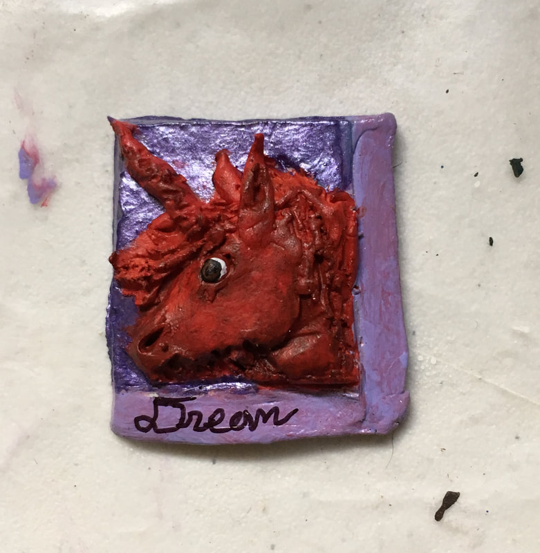 Dream Red Unicorn Magnet-Sculpted & Painted by Artist